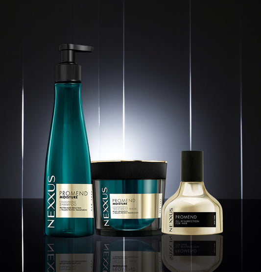 PROMEND MOISTURE COLLAGENIZING SHAMPOO + MASK + PROMEND OIL RESURRECTION OIL COMBO